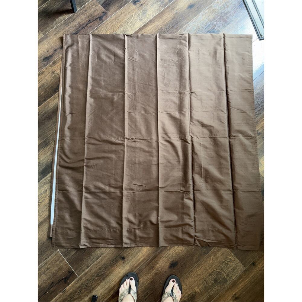 POTTERY BARN 2 Silk Dupioni Drape Curtain 108" Lined Panels Espresso Sun Fading - Picture 9 of 14